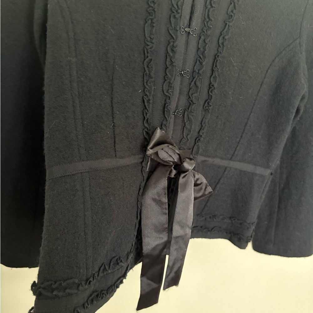 Tristan Black Ruffle Trim Tie-Front Cardigan - Picture 5 of 8